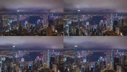 香港夜景天际线航拍高清在线视频素材下载