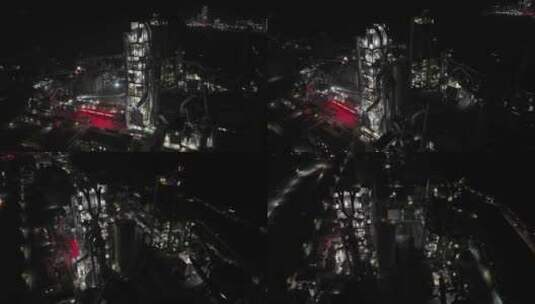 水泥厂化工厂工业区夜景航拍高清在线视频素材下载