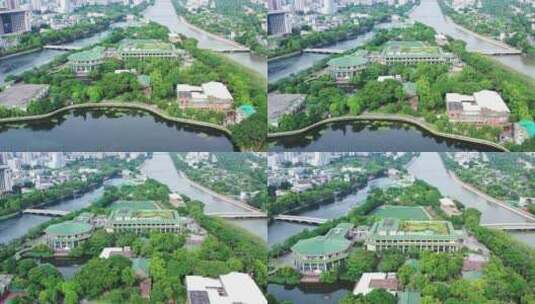 广州东山湖航拍城市公园高清在线视频素材下载