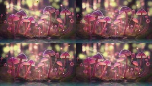 魔法森林魔幻蘑菇动态背景高清在线视频素材下载