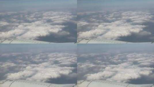 飞机窗外风景云海空中飞行机舱第一视角风光高清在线视频素材下载