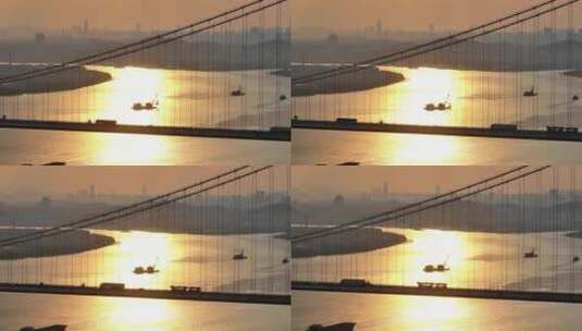 中国广东省广州市黄埔大桥高清在线视频素材下载