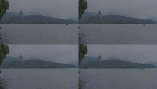 雨中杭州西湖高清在线视频素材下载
