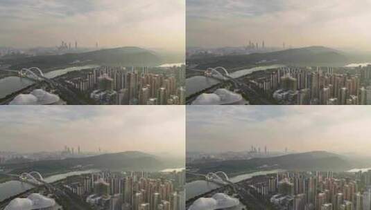 南宁大桥青秀山视角航拍高清在线视频素材下载
