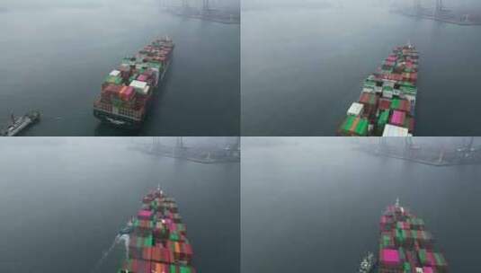 深圳盐田港货运码头集装箱货轮航拍高清在线视频素材下载