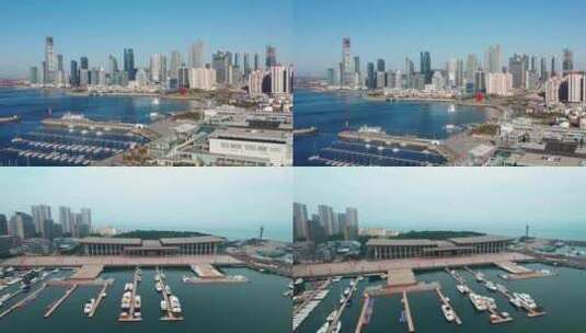 青岛 奥帆中心 航拍高清在线视频素材下载