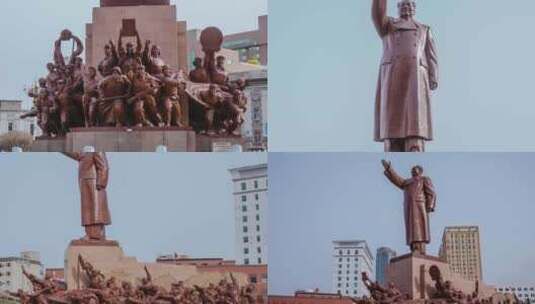 毛主席像沈阳中山广场雕像群高清在线视频素材下载