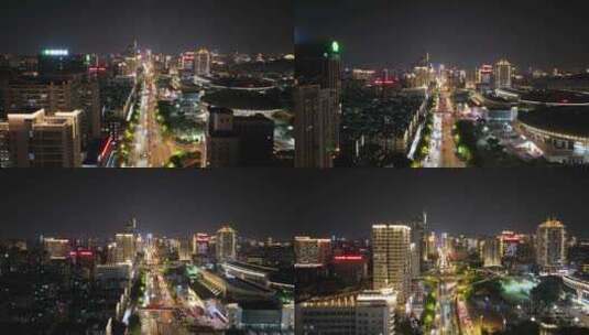 福州五四路夜景一镜到底航拍高清在线视频素材下载