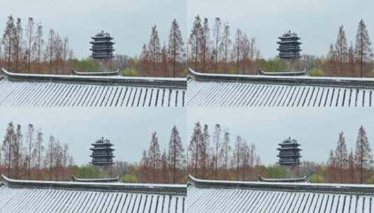 济南大明湖公园雪景航拍        荐高清在线视频素材下载