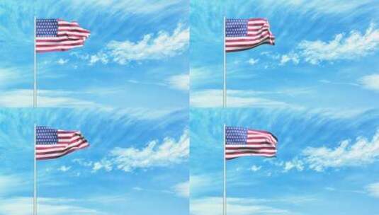 美国国旗空中飘扬高清在线视频素材下载