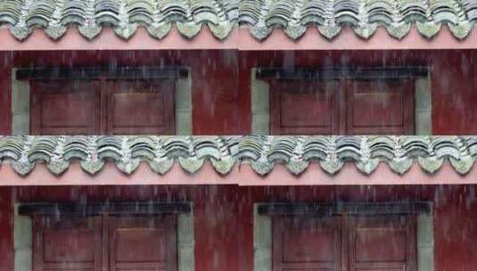 （慢镜头）杭州 古风 下雨天 亭子 屋檐高清在线视频素材下载