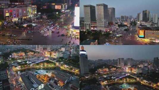 济宁城市宣传片车流商圈夜景航拍4K素材高清在线视频素材下载