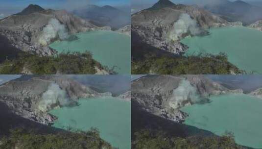 HDR印尼爪哇岛宜珍火山湖泊航拍自然风光高清在线视频素材下载