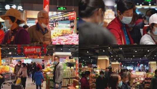 超市年货购买春节采购高清在线视频素材下载