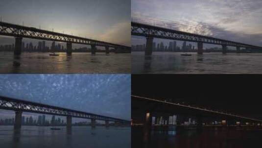 【延时】武汉长江大桥02高清在线视频素材下载