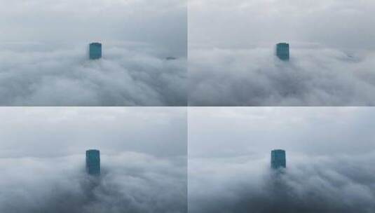 长沙国金中心大楼云海延时高清在线视频素材下载