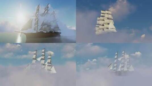 帆船云层行驶高清在线视频素材下载