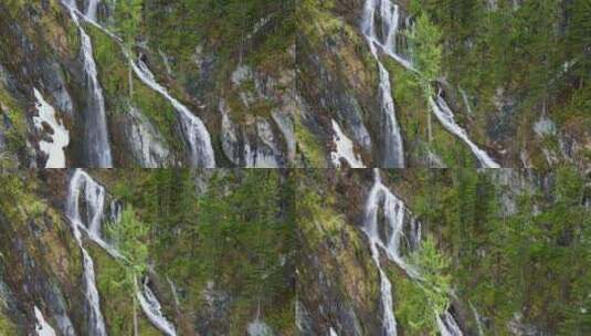 航拍山涧森林瀑布流水高清在线视频素材下载