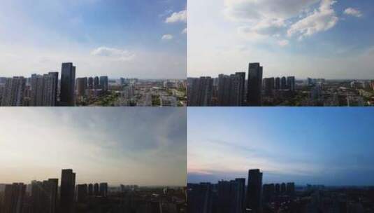 城市蓝天白云日转夜延时摄影高清在线视频素材下载