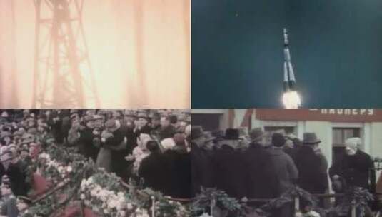 1961年加加林东方1号宇宙飞船拜科努尔发射高清在线视频素材下载