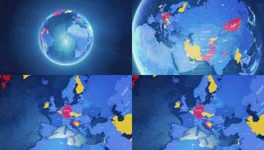 数字时尚世界地图国家缩放德国高清在线视频素材下载