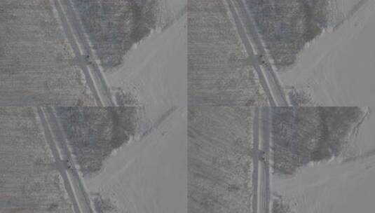 中国北方冰雪道路自驾航拍高清在线视频素材下载