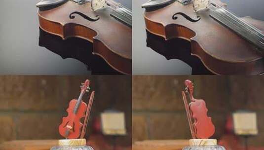 小提琴工艺品特写高清在线视频素材下载