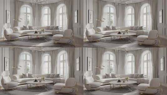 现代简约风格客厅室内场景高清在线视频素材下载