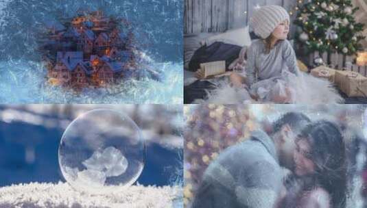 干净清晰冬季霜冻图像过渡展示片场AE模板高清AE视频素材下载
