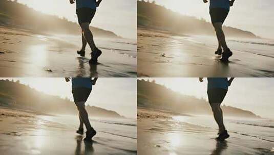 海边跑步健康生活方式视频高清在线视频素材下载