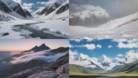 雪山自然风光全景高清在线视频素材下载