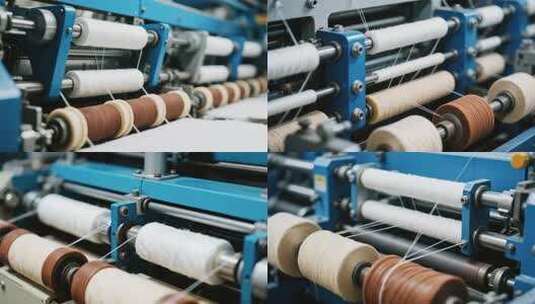 工厂纺织机器生产线高清在线视频素材下载