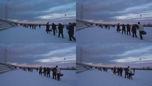 新疆冬天雪山雪景雪地拍摄开工素材高清在线视频素材下载