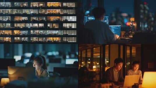 加班熬夜工作压力高清在线视频素材下载