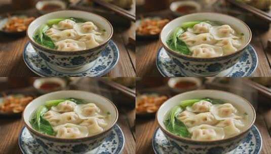 冬至传统美食温暖馄饨治愈场景高清在线视频素材下载
