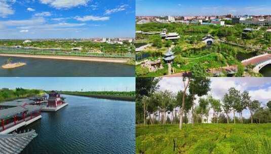 内蒙古额旗生态公园航拍高清在线视频素材下载