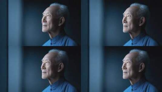 东方老者沉思眺望未来高清在线视频素材下载