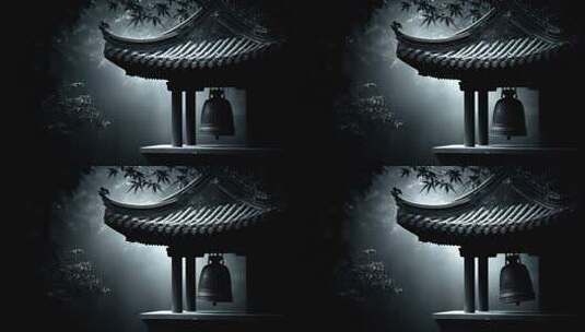 夜色笼罩下的东方古亭静谧而神秘高清在线视频素材下载