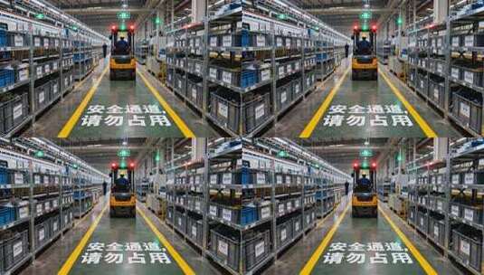 仓库叉车工人作业场景高清在线视频素材下载