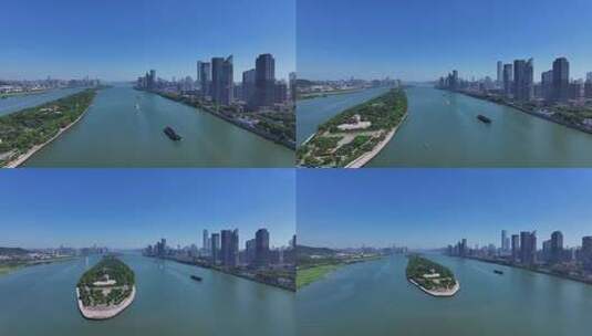 长沙橘子洲景区橘子洲大气航拍高清在线视频素材下载