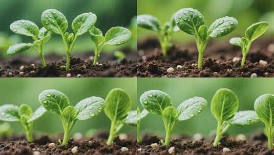 带水珠幼苗生长特写高清在线视频素材下载