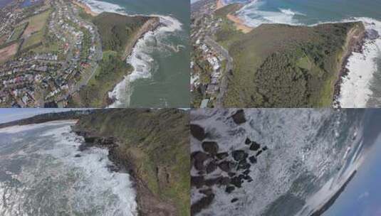 FPV穿越机无人机航拍大海海浪冲击礁石沙滩高清在线视频素材下载