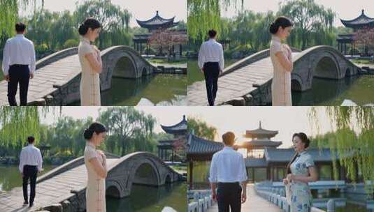 古风建筑下的情愫暗生高清在线视频素材下载