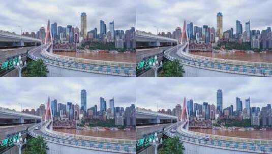 重庆渝中半岛东水门大桥延时高清在线视频素材下载