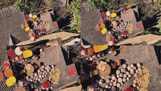 江西婺源篁岭美丽乡村晒秋航拍高清在线视频素材下载