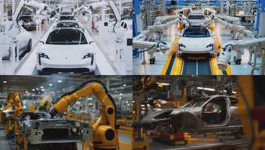 汽车制造汽车生产线汽车工厂新能源汽车制造高清在线视频素材下载