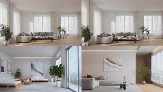 现代简约风格客厅室内场景高清在线视频素材下载