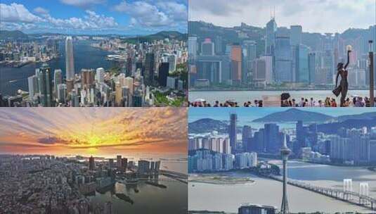 广东粤港澳大湾区各城市风光合集高清在线视频素材下载