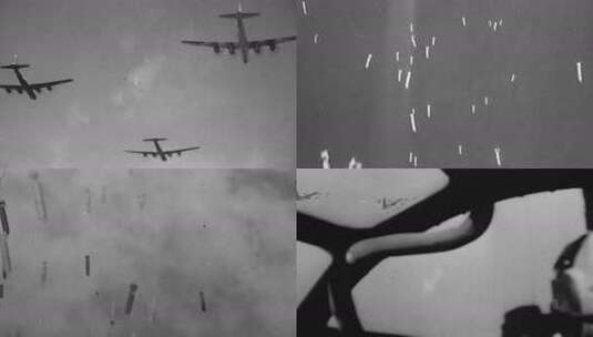 抗美援朝 美国B29轰炸机炸毁志愿军运输线高清在线视频素材下载