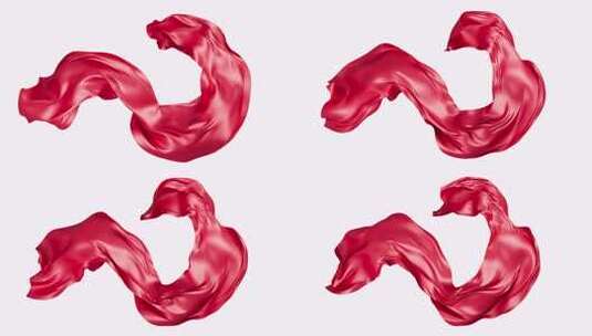 红色柔软光滑的布料背景动画高清在线视频素材下载